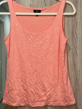 Talbots Petite Coral Sequin Tank Top Size S
